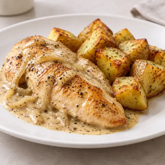 Poulet crémeux à la moutarde facile et doré