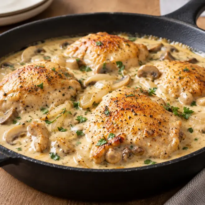 Poulet crémeux à la poêle facile et familial