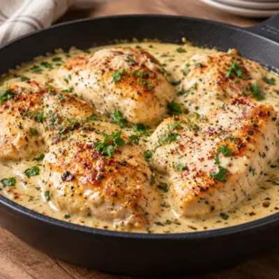 Poulet crémeux à l’ail et au parmesan facile