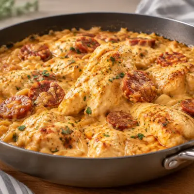Poulet crémeux au chorizo facile en 45 minutes