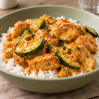 Poulet crémeux au paprika et courgettes