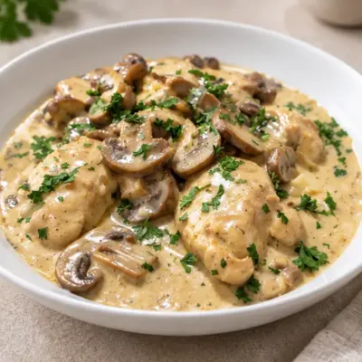 Poulet crémeux aux champignons facile