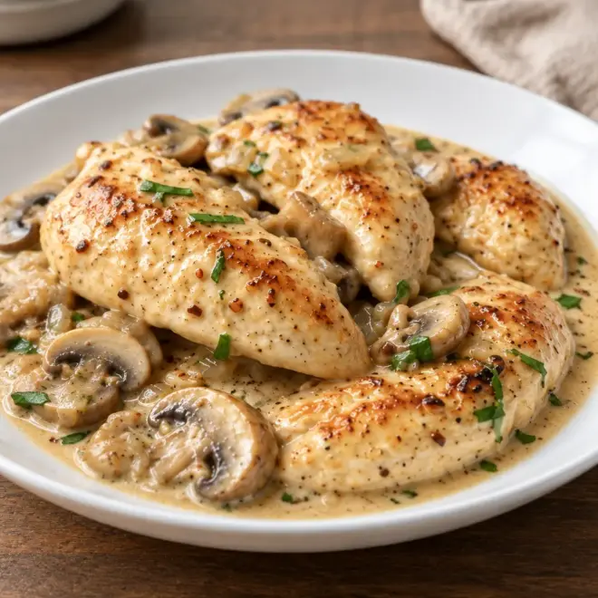 Poulet crémeux aux champignons facile