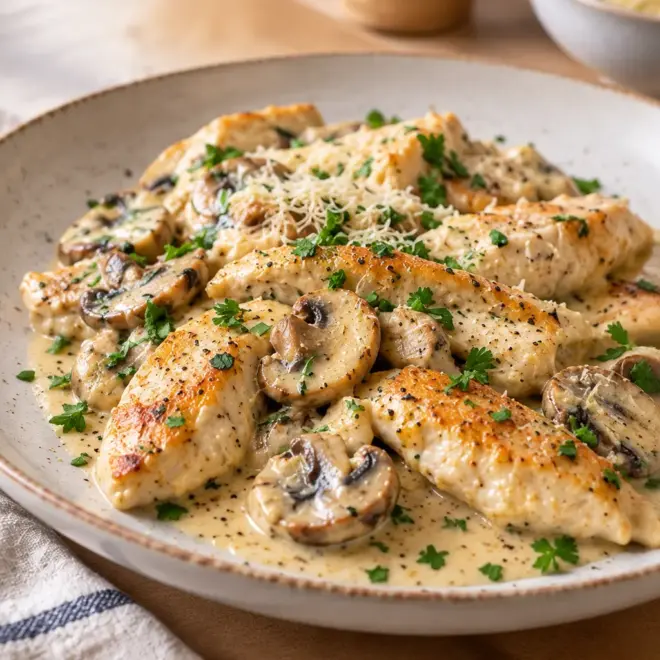 Poulet crémeux aux champignons facile et fondant
