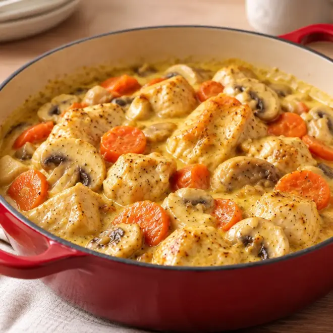 Poulet crémeux recette facile en cocotte