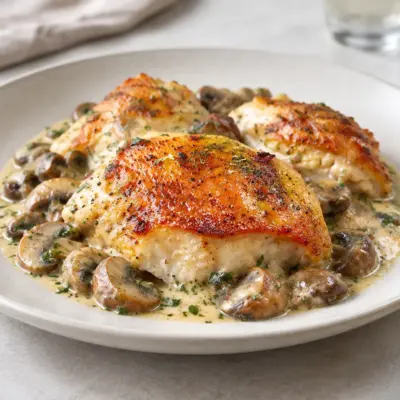 Poulet crémeux aux champignons facile au four