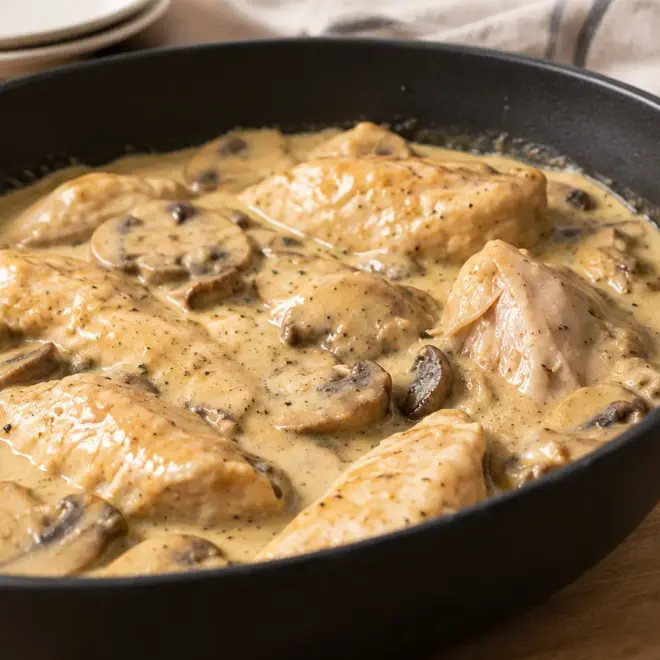 Poulet crémeux aux champignons facile