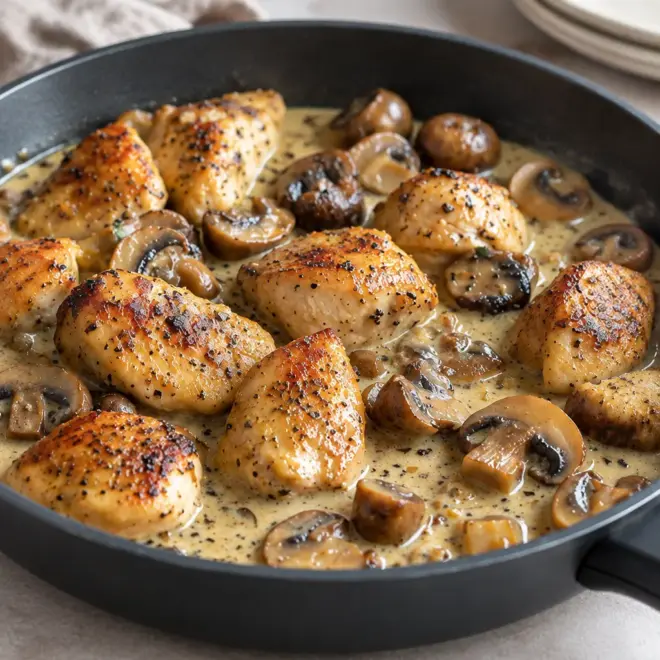 Poulet crémeux aux champignons facile
