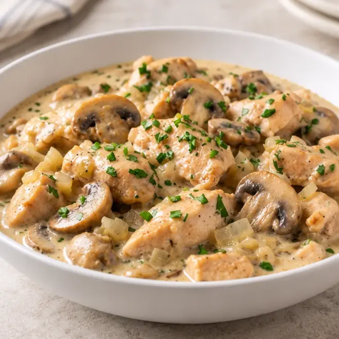 Poulet crémeux aux champignons facile