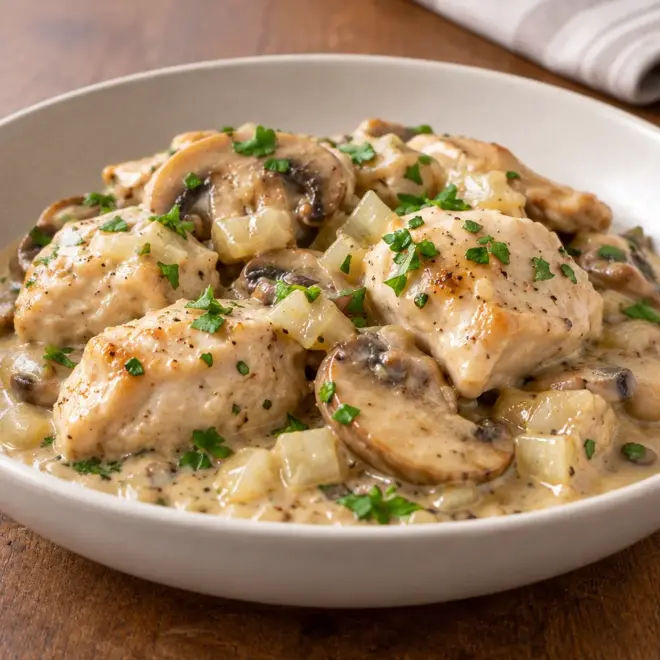 Poulet crémeux aux champignons facile et fondant