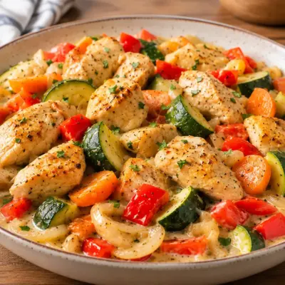 Poulet crémeux aux légumes facile et fondant