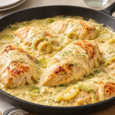 Poulet crémeux aux poireaux facile