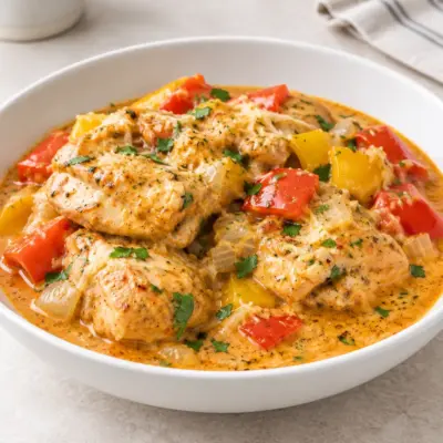 Poulet crémeux aux poivrons facile et fondant