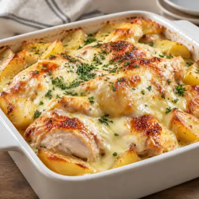 Poulet crémeux gratiné au fromage facile