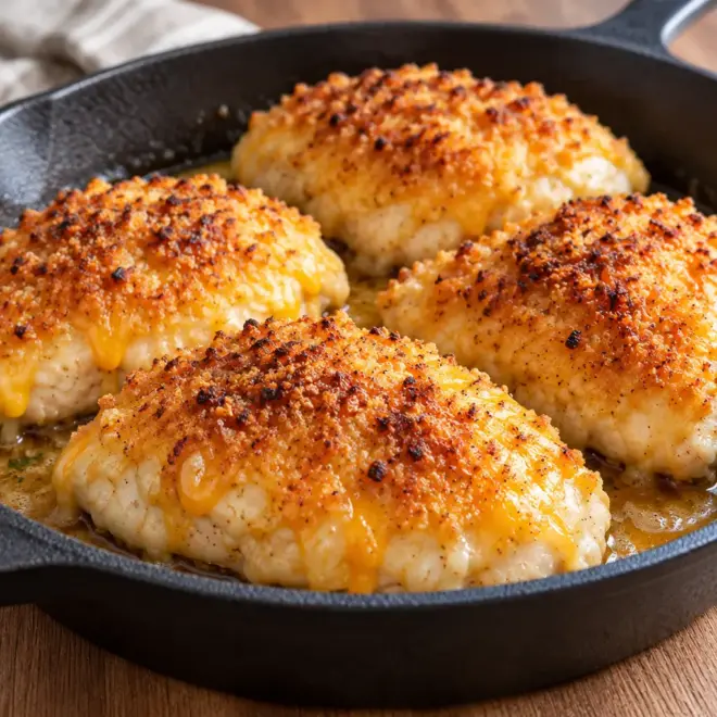 Poulet croustillant au cheddar facile et fondant