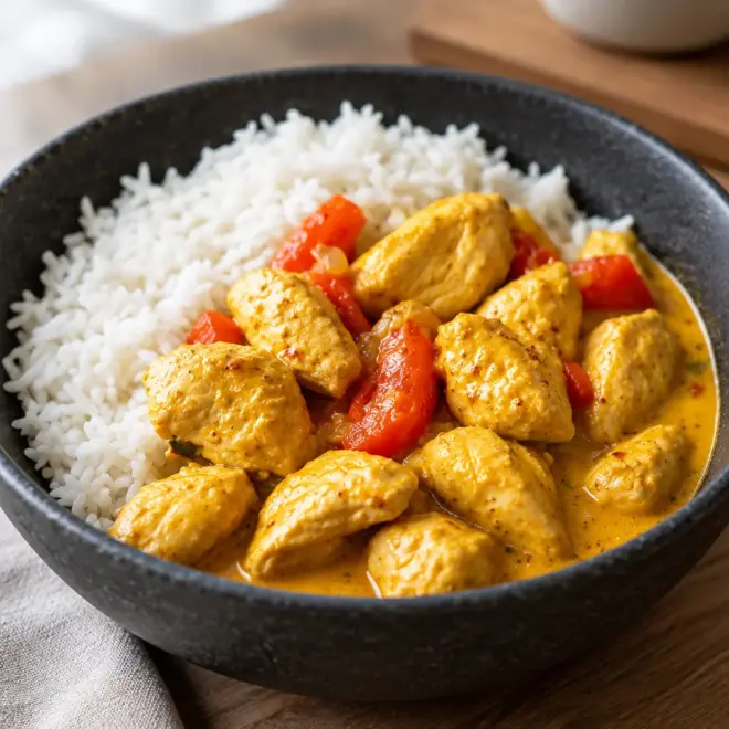 Poulet curry coco facile et sauce onctueuse