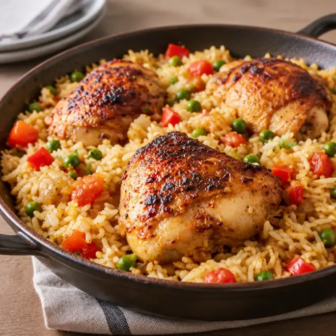 Poulet et riz à la poêle facile et familial