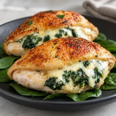 Poulet farci aux épinards : recette fondante