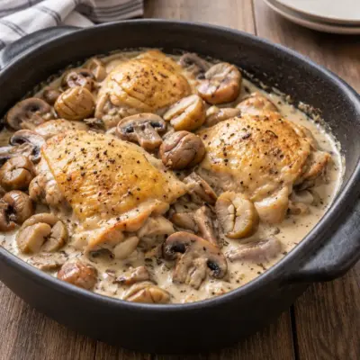 Poulet forestier à la crème facile et fondant