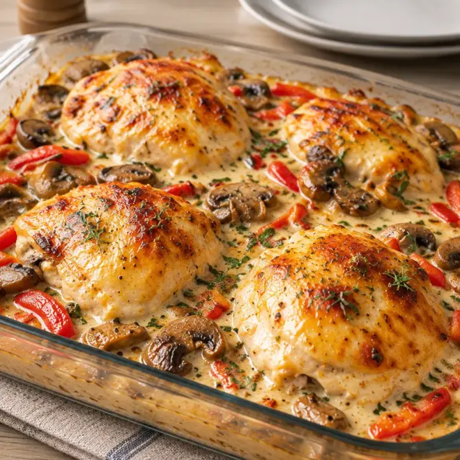 Poulet gratiné : recette crémeuse et dorée
