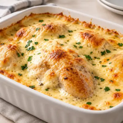 Poulet gratiné à la crème facile et doré