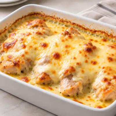 Poulet gratiné au fromage facile et crémeux