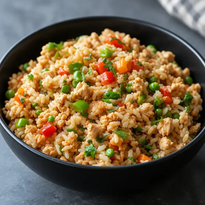 Poulet haché et riz : recette facile à la poêle
