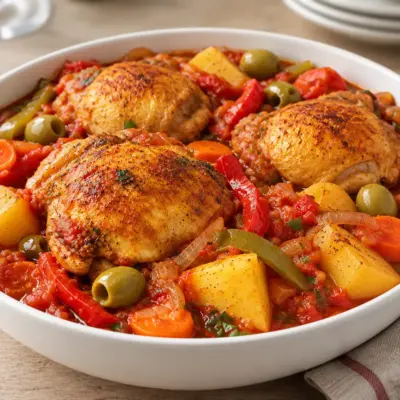 Poulet mijoté aux légumes facile en cocotte