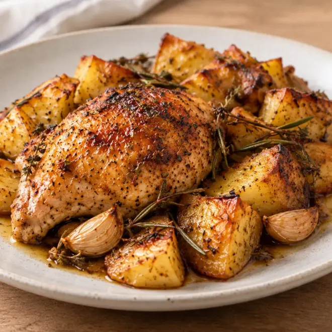 Poulet rôti aux pommes de terre facile