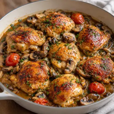 Poulet sauté chasseur facile et crémeux