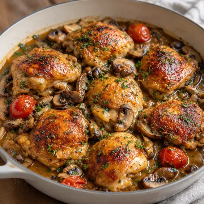 Poulet sauté chasseur facile et crémeux