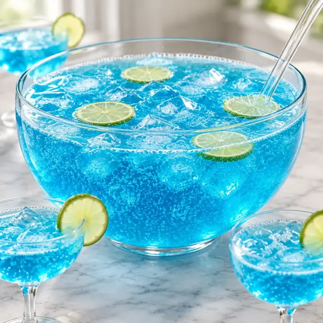 Punch bleu pétillant : recette facile et festive