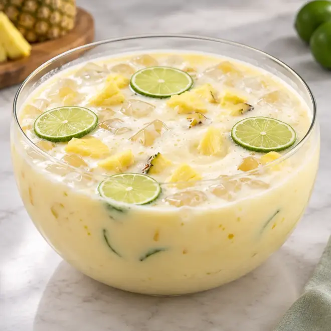 Punch crémeux à l’ananas et au citron vert, frais et onctueux
