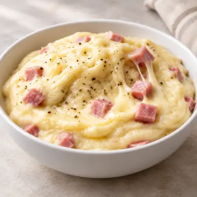 Purée de pommes de terre au jambon facile