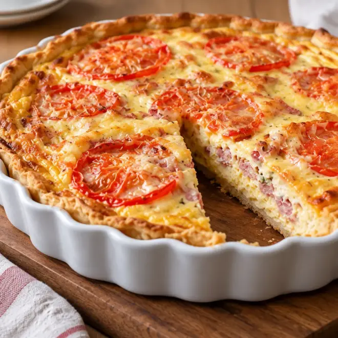 Quiche à la tomate facile et moelleuse