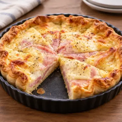 Quiche au jambon et au fromage facile et dorée