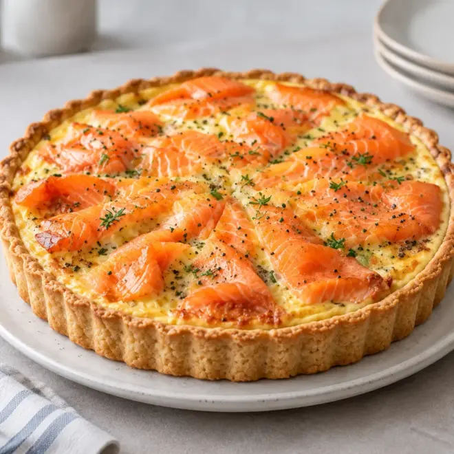 Quiche au saumon fumé facile et crémeuse