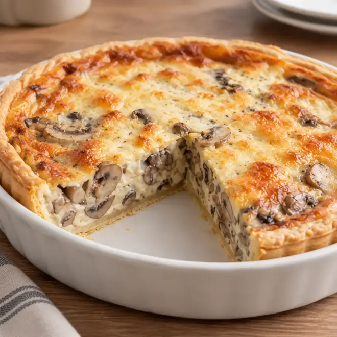 Quiche aux champignons facile et crémeuse