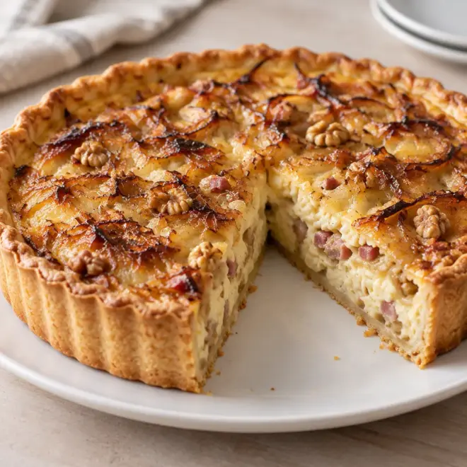 Quiche aux oignons caramélisés facile et gourmande