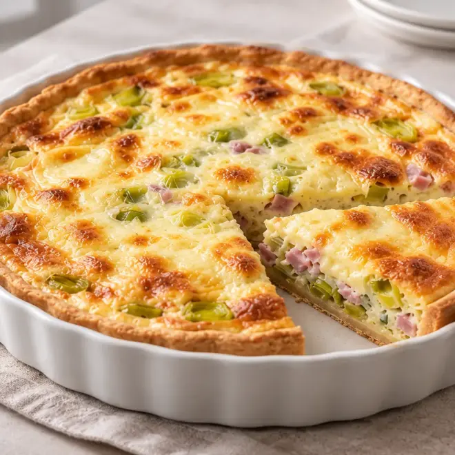 Quiche aux poireaux et au jambon facile