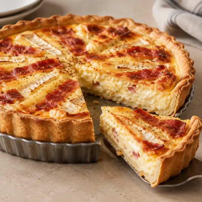 Quiche bacon fromage facile et crémeuse