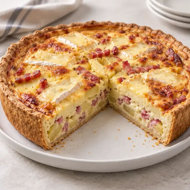 Quiche façon tartiflette fondante et gratinée