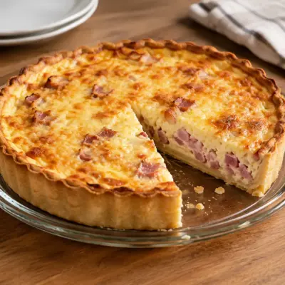 Quiche lorraine facile, crémeuse et dorée