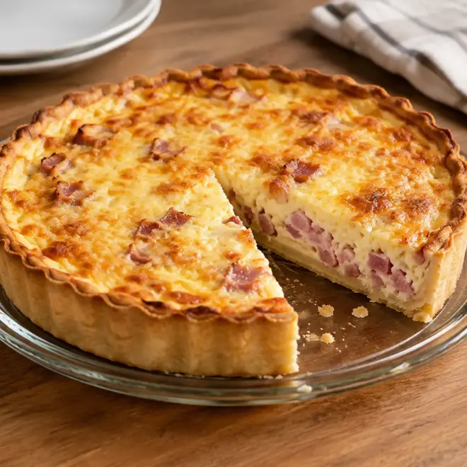Quiche lorraine facile, crémeuse et dorée