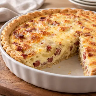Quiche lorraine facile, crémeuse et dorée