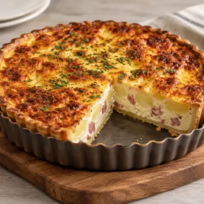 Quiche pommes de terre bacon facile et dorée