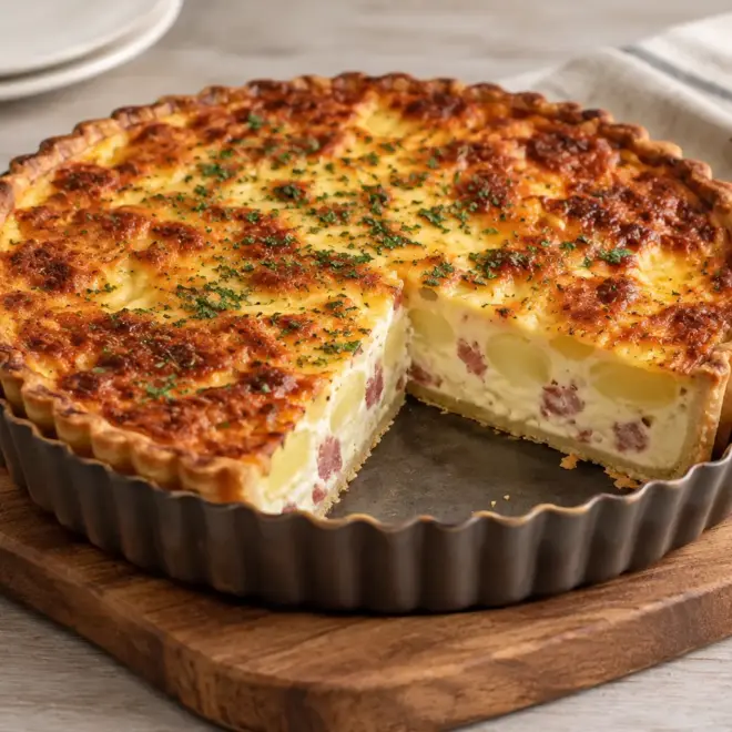 Quiche pommes de terre bacon facile et dorée