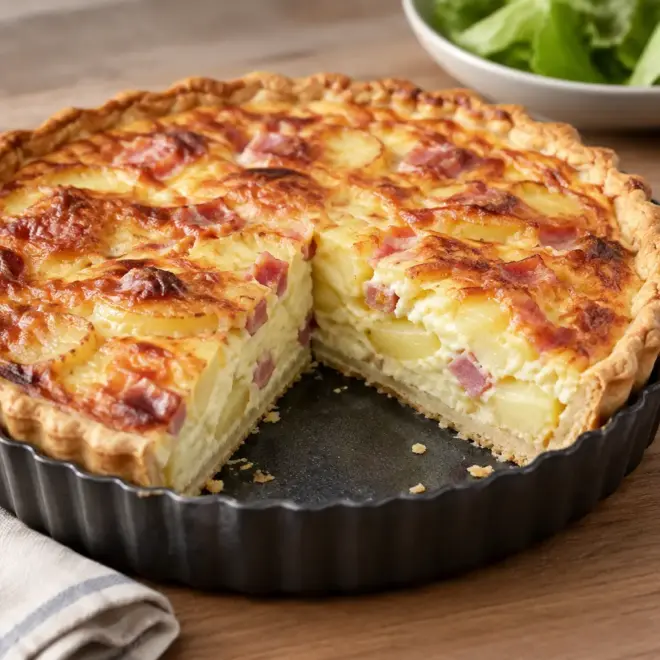 Quiche pommes de terre jambon facile et fondante