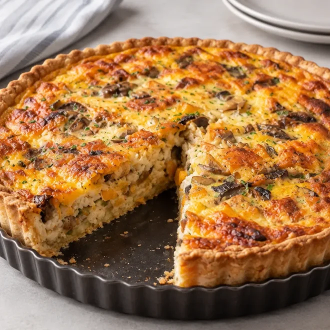 Quiche potimarron champignons, recette rustique