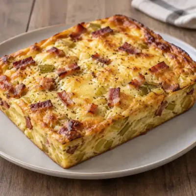 Quiche sans pâte poireaux-lardons facile
